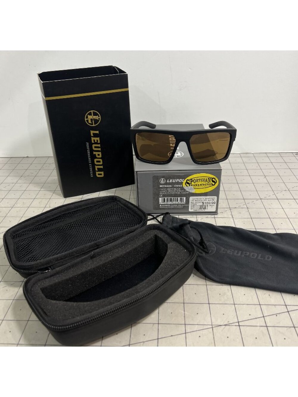 Leupold Becnara Matte Black Sunglasses w/Bronze Mirror Polarized Lens & Case New